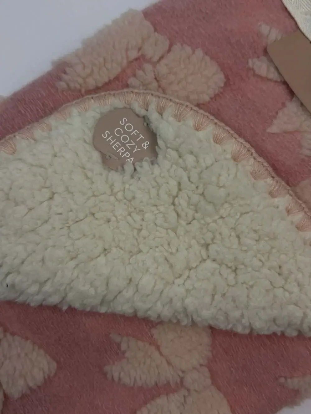 Chickpea Blanket with Soft Sherpa Back Pink Bow Pattern baby 30x40